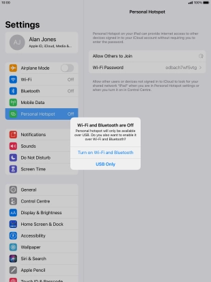 If Wi-Fi is turned off, press Turn on Wi-Fi and Bluetooth. If Wi-Fi is turned off, press Turn on Wi-Fi and Bluetooth.