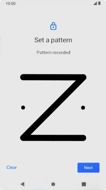 Slide your finger across the screen to connect at least four points and press Next. Slide your finger across the screen to connect at least four points and press Next.