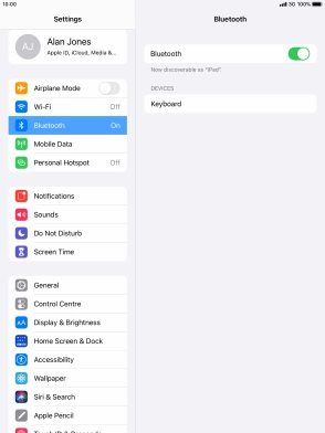 Press the required Bluetooth device and follow the instructions on the screen to pair the device with your tablet. Press the required Bluetooth device and follow the instructions on the screen to pair the device with your tablet.