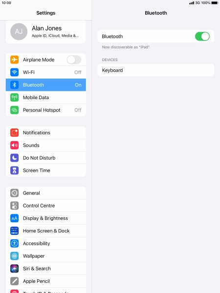 Press the required Bluetooth device and follow the instructions on the screen to pair the device with your tablet. Press the required Bluetooth device and follow the instructions on the screen to pair the device with your tablet.