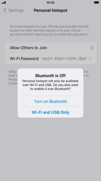 If Wi-Fi is turned on, press Wi-Fi and USB Only.