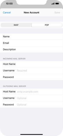Press Username and key in the username for your email account.