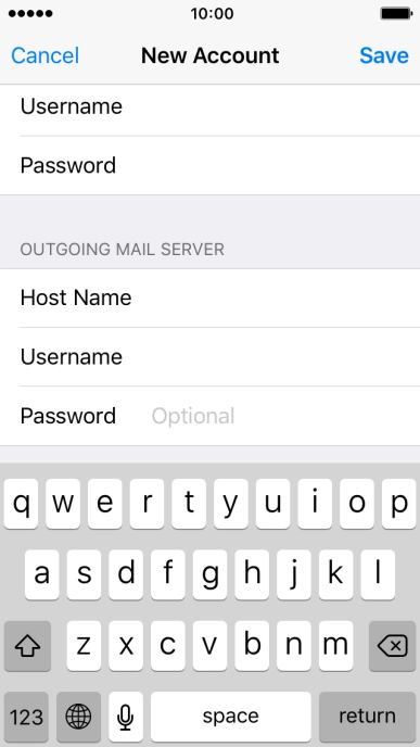 Press Password and key in the password for your email account.