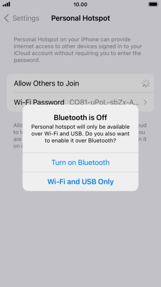 If Wi-Fi is turned on, press Wi-Fi and USB Only.