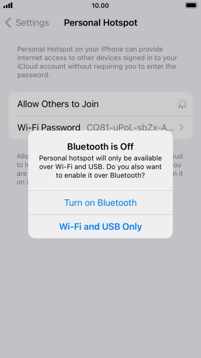 If Wi-Fi is turned on, press Wi-Fi and USB Only.