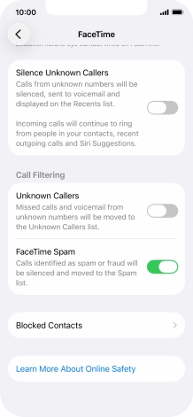 Press Blocked Contacts. Press Blocked Contacts.