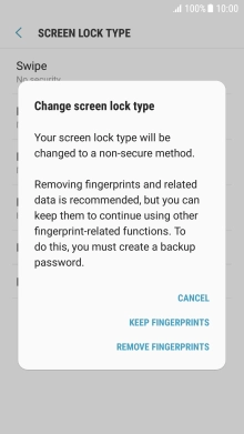 Press REMOVE FINGERPRINTS. Press REMOVE FINGERPRINTS.
