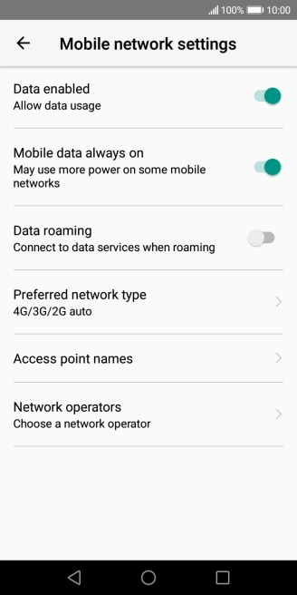 Press Preferred network type. Press Preferred network type.