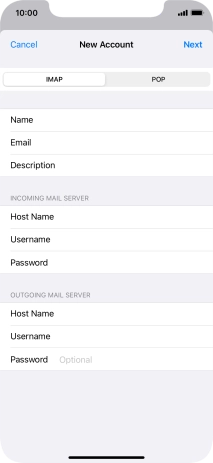 Press Password and key in the password for your email account. Please note that if you're using Vodafone's outgoing server, leave the password field empty.
