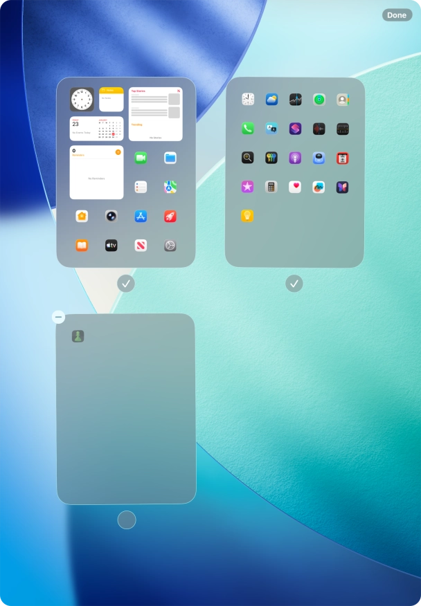 Press the delete icon next to the required home screen page. Press the delete icon next to the required home screen page.