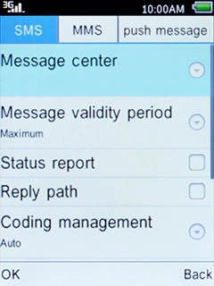 Select Message center and press the Left selection key.