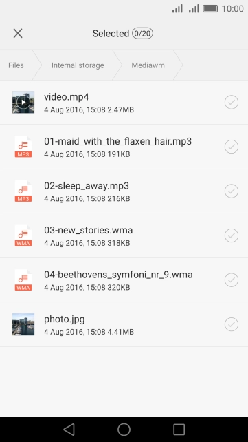 Press the required file. Press the required file.
