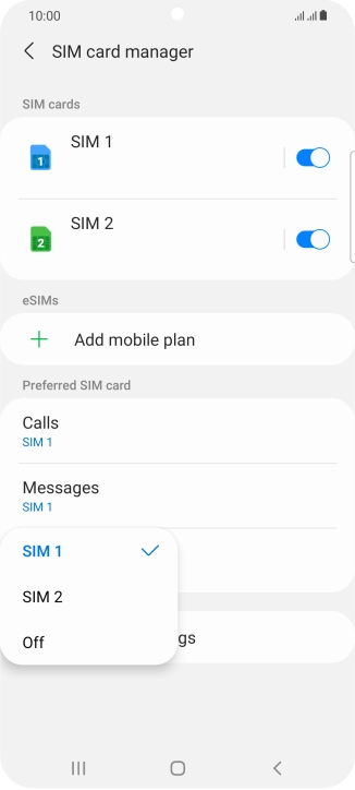 Press the required setting. Press the required setting.