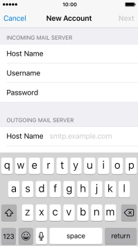 Press Host Name and key in the name or IP address of your email provider's outgoing server. Please note that if you can't send email messages when using your email provider's outgoing server, key in smtp.vodafone.net.au (Vodafone's outgoing server). Press Host Name and key in the name or IP address of your email provider's outgoing server. Please note that if you can't send email messages when using your email provider's outgoing server, key in smtp.vodafone.net.au (Vodafone's outgoing server).