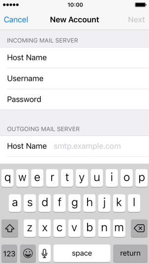 Press Host Name and key in the name or IP address of your email provider's outgoing server. Please note that if you can't send email messages when using your email provider's outgoing server, key in smtp.vodafone.net.au (Vodafone's outgoing server). Press Host Name and key in the name or IP address of your email provider's outgoing server. Please note that if you can't send email messages when using your email provider's outgoing server, key in smtp.vodafone.net.au (Vodafone's outgoing server).