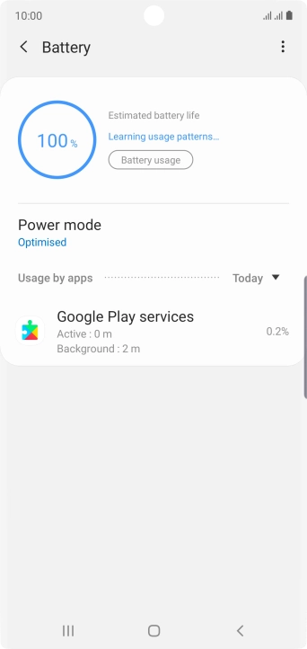 Press Power mode. Press Power mode.