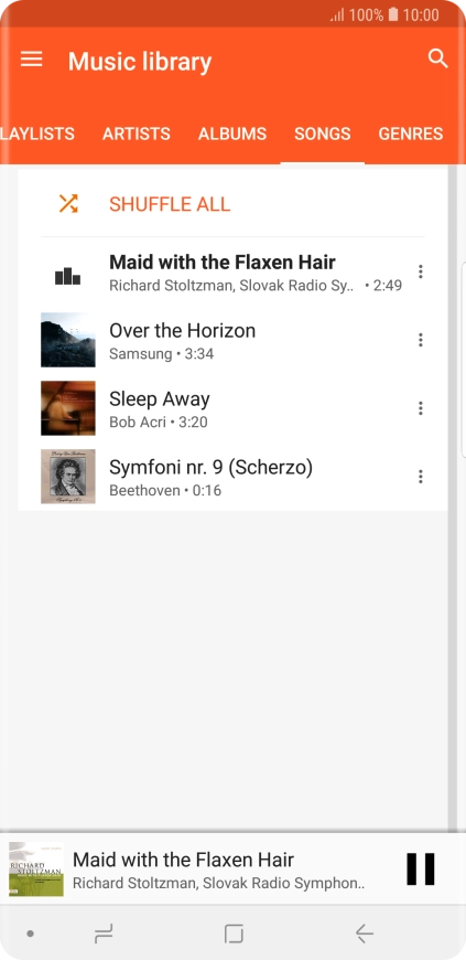Press the song title at the bottom of the screen. Press the song title at the bottom of the screen.