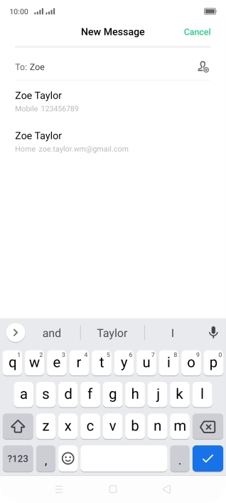 Press the required contact. Press the required contact.