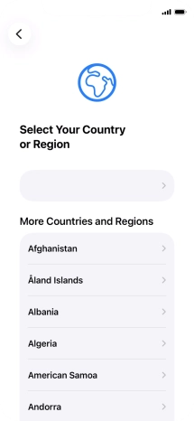 Press the required country or area.