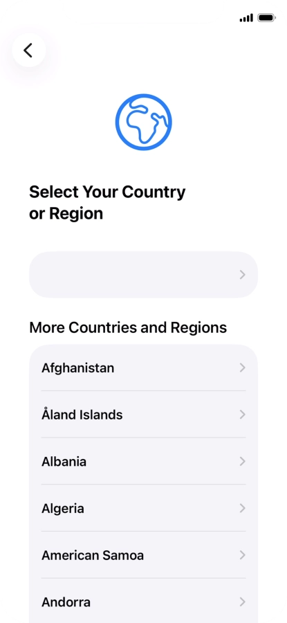 Press the required country or area.