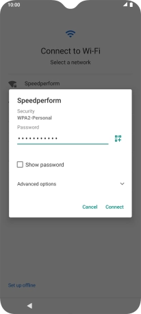 Key in the password for the Wi-Fi network and press Connect.