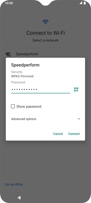 Key in the password for the Wi-Fi network and press Connect.