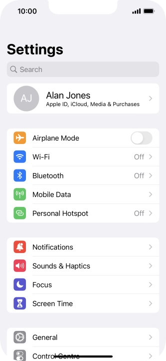 Press Mobile Data.