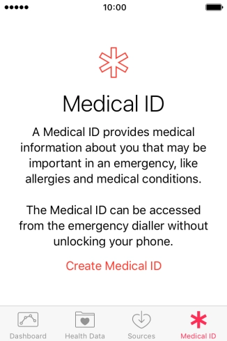 Press Create Medical ID.
