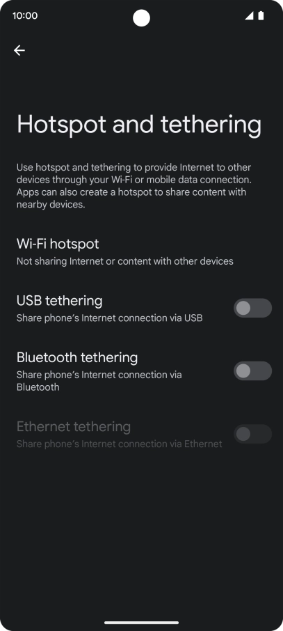 Press Wi-Fi hotspot. Press Wi-Fi hotspot.