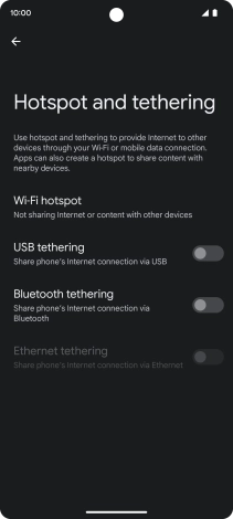 Press Wi-Fi hotspot. Press Wi-Fi hotspot.