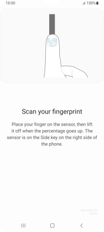 Follow the instructions on the screen to create the phone lock code using your fingerprint. Follow the instructions on the screen to create the phone lock code using your fingerprint.