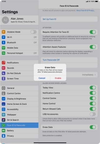 If you turn on the function, press Enable. If you turn on the function, press Enable.