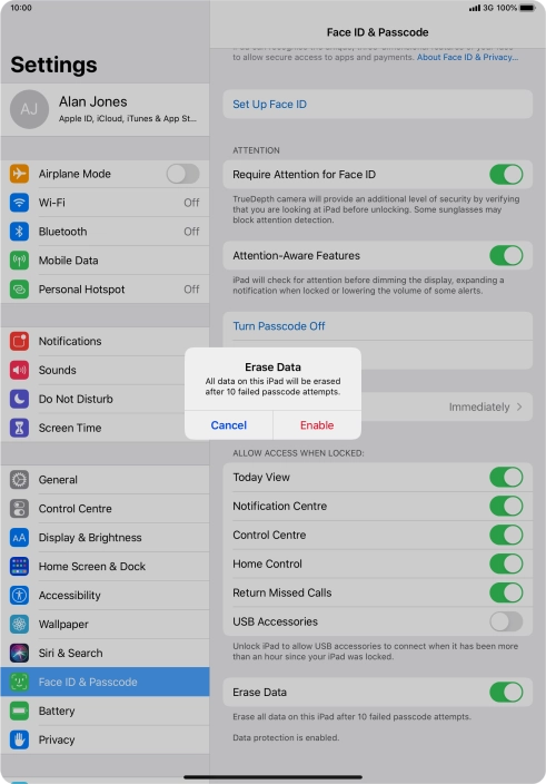 If you turn on the function, press Enable. If you turn on the function, press Enable.
