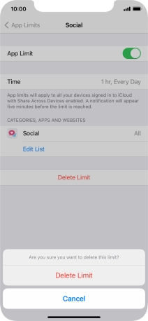 Press Delete Limit. Press Delete Limit.