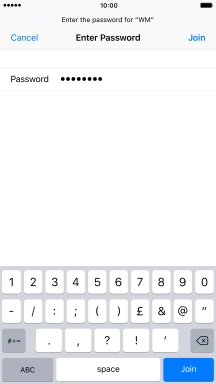 Key in the password for the Wi-Fi network and press Join.