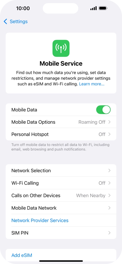 Press Network Selection.