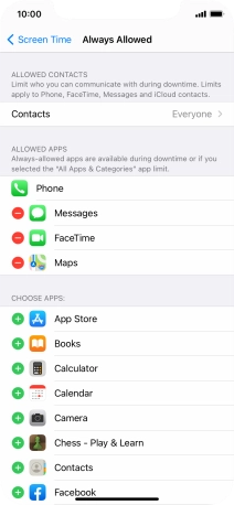 Press the add icon next to the required app to add it to the list of allowed apps during Downtime. Press the add icon next to the required app to add it to the list of allowed apps during Downtime.
