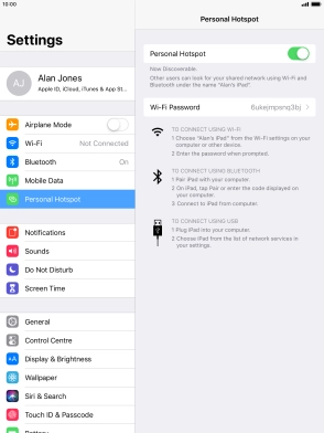 Press Wi-Fi Password and key in the required password. Press Wi-Fi Password and key in the required password.