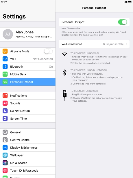 Press Wi-Fi Password and key in the required password. Press Wi-Fi Password and key in the required password.
