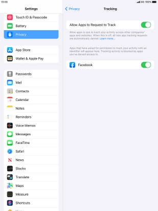 Press Allow Apps to Request to Track to turn the function on or off. Press Allow Apps to Request to Track to turn the function on or off.