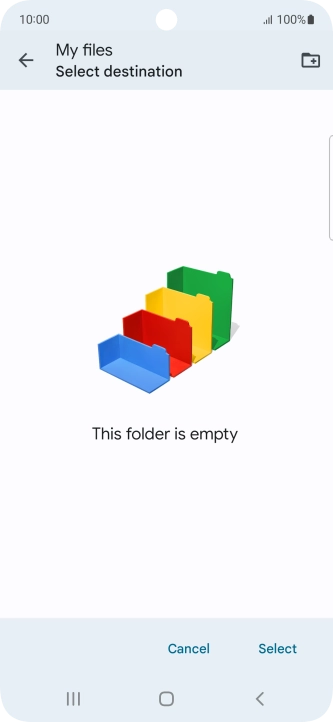 To create a new folder, press the new folder icon and follow the instructions on the screen to create a new folder.