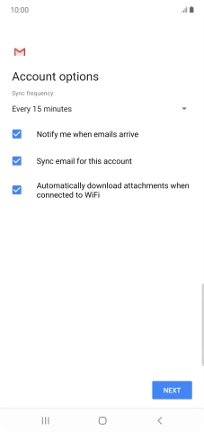 If this screen is displayed, you email account has been recognised and set up automatically. Follow the instructions on the screen to key in more information and finish setting up your phone.