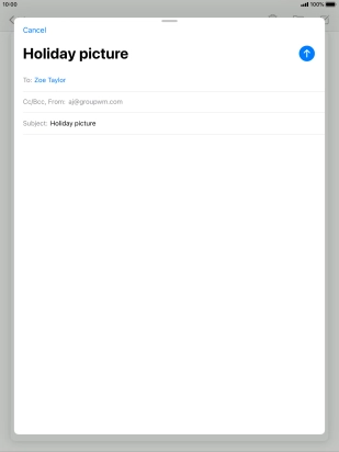 Press the text input field and write the text for your email message.