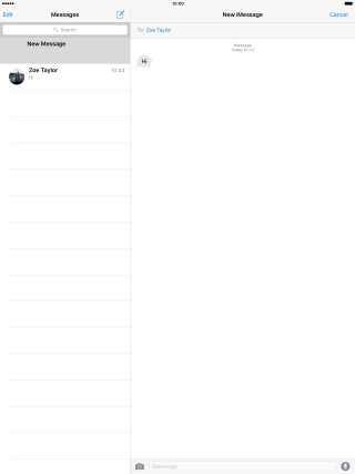 Press the text input field and write the text for your iMessage.