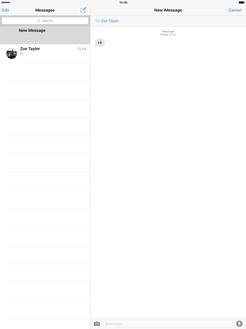 Press the text input field and write the text for your iMessage.