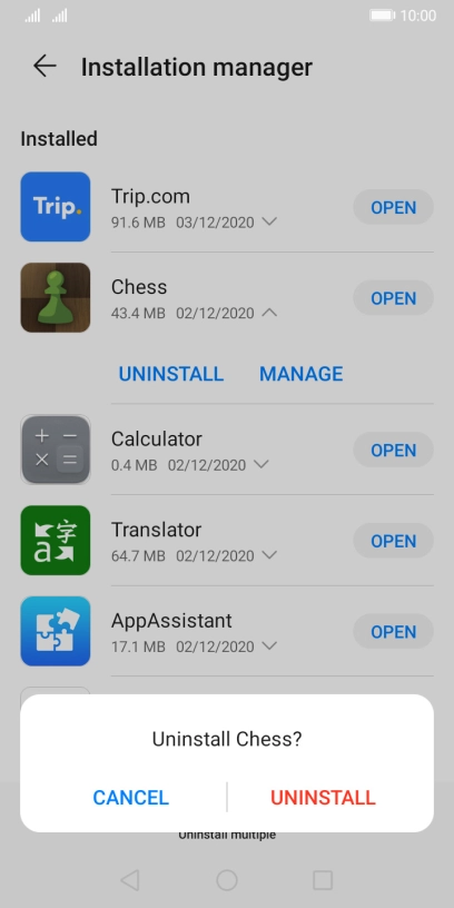 Press UNINSTALL.