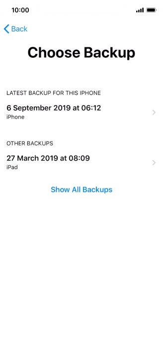 Press the required backup and your phone restores the content of the selected backup. Subsequently, follow the instructions on the screen to set up your phone and prepare it for use. Press the required backup and your phone restores the content of the selected backup. Subsequently, follow the instructions on the screen to set up your phone and prepare it for use.