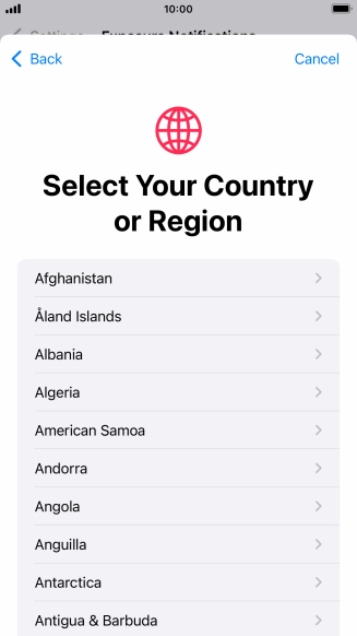 Press the required country.