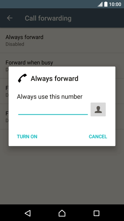 Key in +61414121121 and press TURN ON.
