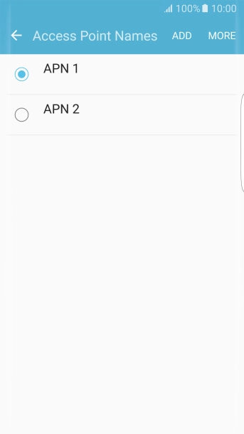 Press the field next to the data connection to activate it.
